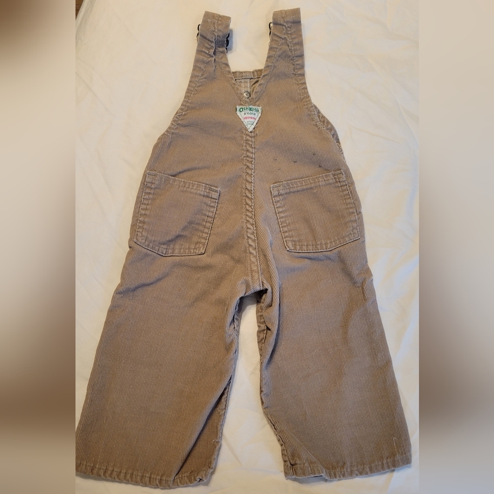 Rare Vintage OshKosh B'Gosh Dark Brown Corduroy Overalls 2T - Picture 2 of 7